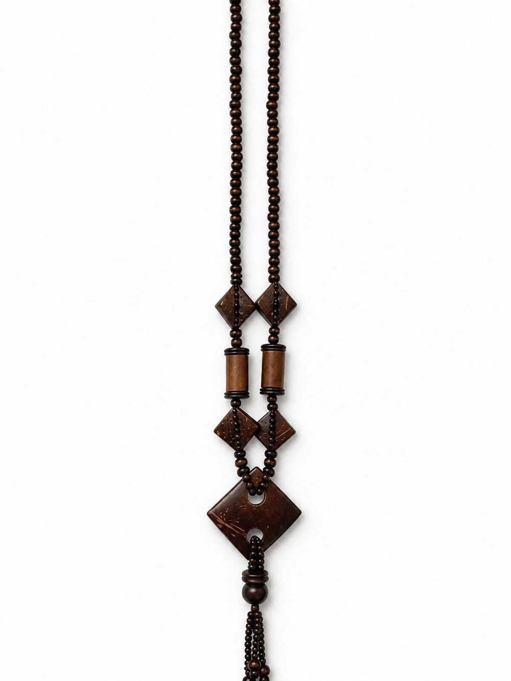 ⚜️ Wood-Look Bead Necklace | Boho Statement | Dark Brown Carved 💗